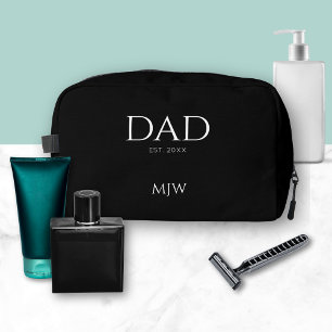 Monogramm Vater Est Modern Schwarz Waschbeutel