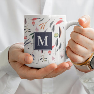 Monogramm Vegane Wasserfarben Botanisch Kaffeetasse