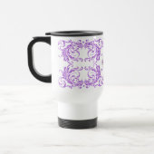 Monogramm-Veilchen-Damast Reisebecher (Links)