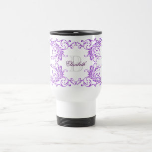 Monogramm-Veilchen-Damast Reisebecher