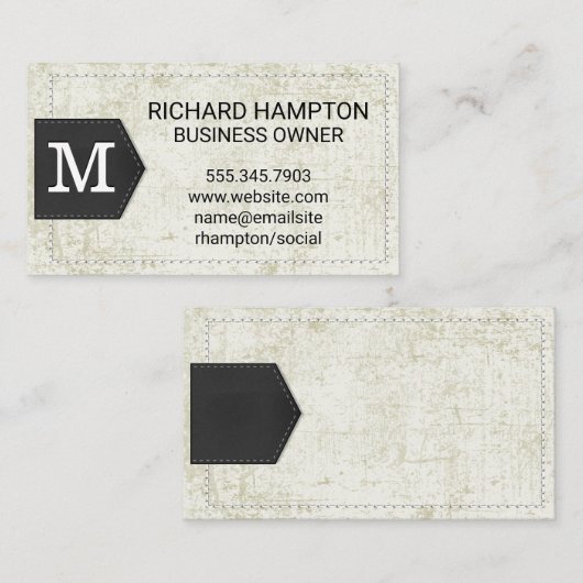 Monogramm | Verbacktes Leder Visitenkarte (Vorne/Hinten)