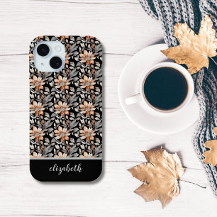Monogramm verbranntes Orange-Rost-Schwarz-Graue Bl Case-Mate iPhone Hülle