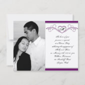 Monogramm-Verlobung für Lila und Silbertabletten Einladung (Vorderseite)