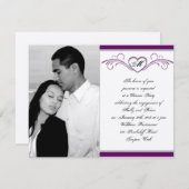 Monogramm-Verlobung für Lila und Silbertabletten Einladung (Vorne/Hinten)