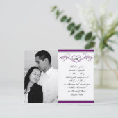 Monogramm-Verlobung für Lila und Silbertabletten Einladung (Stehend Vorderseite)