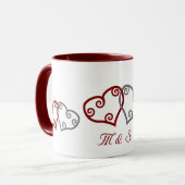Monogramm-Verlobungs-Herz-Tasse Tasse (Vorderseite Links)