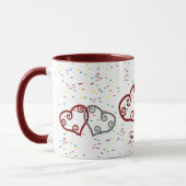 Monogramm-Verlobungsherzen mit der Glitzern-Tasse Tasse (Links)
