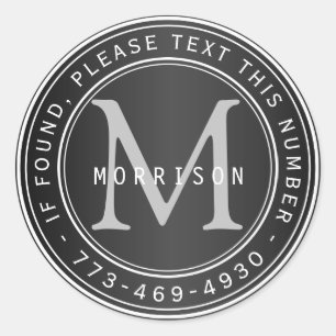 Monogramm verloren und gefunden in Schwarz Runder Aufkleber