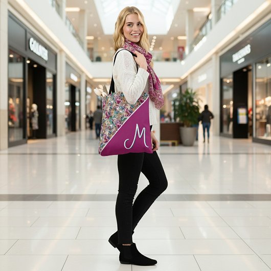 Monogramm versetztes Barock-Blumenmuster Tasche