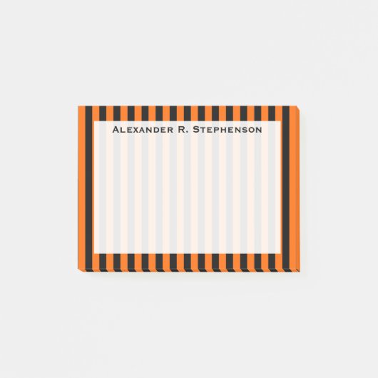 Monogramm Vertikal Halloween Orange / Schwarzer St Post-it Klebezettel (Vorderseite)