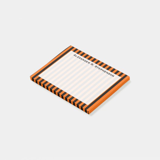 Monogramm Vertikales Halloween Orange/Schwarzer St Post-it Klebezettel (angewinkelt)