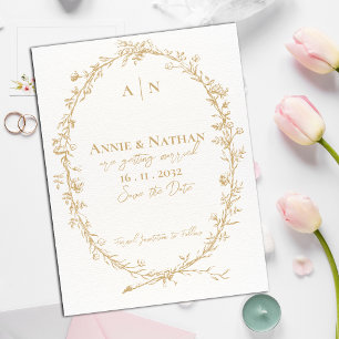 Monogramm Verzierte Ornamente Rahmen Hochzeit Ankündigungspostkarte