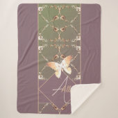 Monogramm Verzierte Rose Sherpa Blanket Sherpadecke (Vorderseite)
