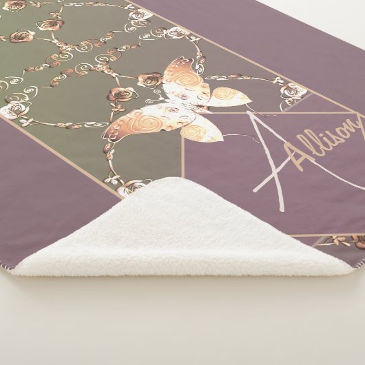 Monogramm Verzierte Rose Sherpa Blanket Sherpadecke (3/4)