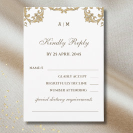 Monogramm Verzierte Viktorianische Hochzeitskarte RSVP Karte