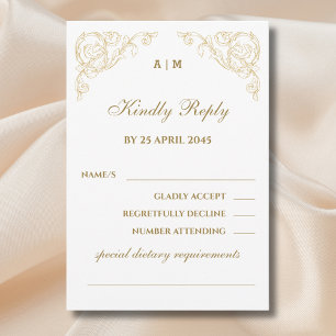 Monogramm verzierte Vintage-Barock-Hochzeits-RSVP- RSVP Karte