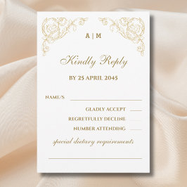 Monogramm Verzierte Vintage Barockkarten-Hochzeitk RSVP Karte