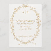 Monogramm Verziertes Design-Rahmen-Hochzeit Ankündigungspostkarte (Vorderseite)