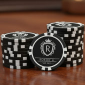 Monogramm Verzierungsschild Krone Schwarz Pokerchips