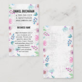 Monogramm Vintag | Blumenuntergrund Visitenkarte (Vorne/Hinten)