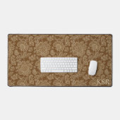 Monogramm Vintag braun und Tan Floral Schreibtischunterlage (Tastatur & Maus)