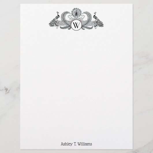 Monogramm Vintag Peacocks (Vorderseite)