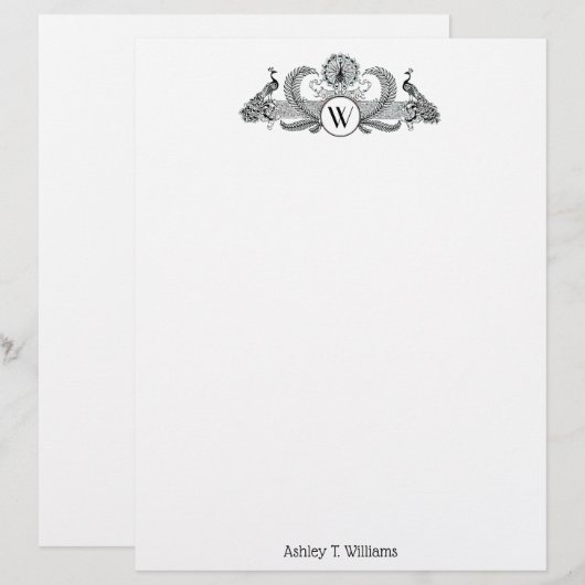 Monogramm Vintag Peacocks (Vorne/Hinten)