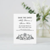 Monogramm Vintag Peacocks Ankündigungspostkarte (Stehend Vorderseite)