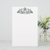 Monogramm Vintag Peacocks Briefpapier (Stehend Vorderseite)