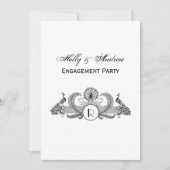 Monogramm Vintag Peacocks Einladung (Vorderseite)