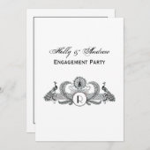 Monogramm Vintag Peacocks Einladung (Vorne/Hinten)