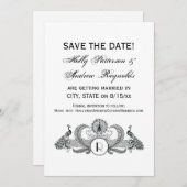 Monogramm Vintag Peacocks Einladung (Vorne/Hinten)