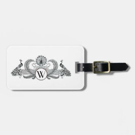 Monogramm Vintag Peacocks Gepäckanhänger