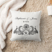Monogramm Vintag Peacocks Kissen (Decke)
