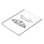 Monogramm Vintag Peacocks Notizblock (Linke Seite)