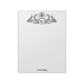 Monogramm Vintag Peacocks Notizblock (Rotiert)