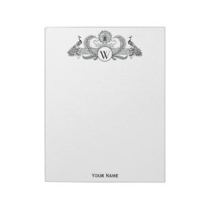 Monogramm Vintag Peacocks Notizblock