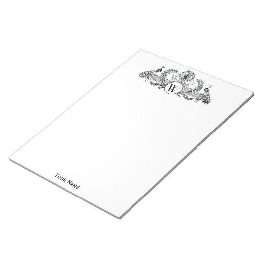 Monogramm Vintag Peacocks Notizblock (angewinkelt)