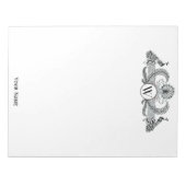 Monogramm Vintag Peacocks Notizblock (Vorderseite)