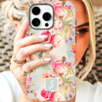 Monogramm Vintag rosa und pfirsichfarben