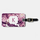 Monogramm Vintag rosa violette Blüten und Vögel Gepäckanhänger (Vorderseite horizontal)