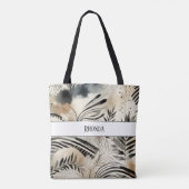 Monogramm Vintage abstrakte Blätter Tasche (Rückseite)
