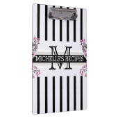 Monogramm Vintage blorschwarze Streifen Klemmbrett (Rechts)