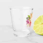 Monogramm Vintage Blume Pink Pastel Bouquet Schnapsglas (Links)