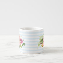 Monogramm Vintage Blume Pink Pastel Espresso Tasse