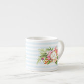 Monogramm Vintage Blume Pink Pastel Espresso Tasse (Vorderseite Rechts)