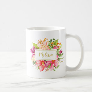 Monogramm Vintage Blume Rosa Lila Tasse
