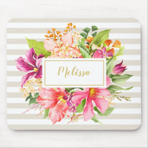 Monogramm Vintage Blume Rosa Pastell Chic Mousepad