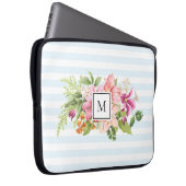 Monogramm Vintage Blume Rosa Pastete Laptopschutzhülle (Vorne Rechts)