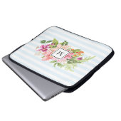 Monogramm Vintage Blume Rosa Pastete Laptopschutzhülle (Vorne Knopf)